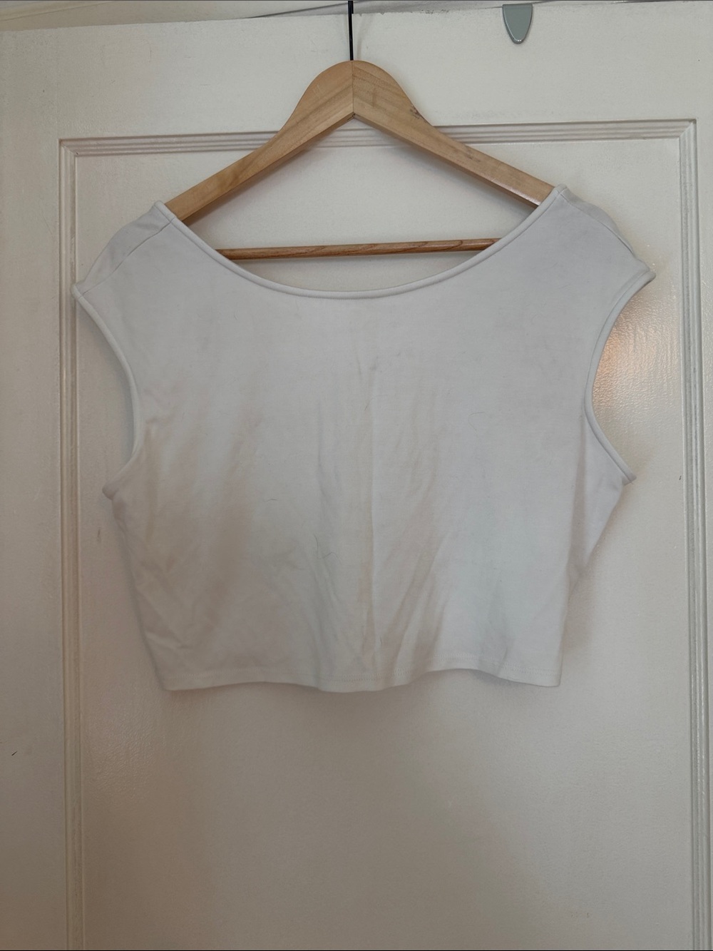 Boatneck White Crop Top - Minimal Women's Tank